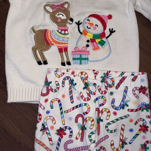 Gymboree Christmas Reindeer & Snowman Appliqué Sweater & Legging Set (18-24m) - Picture 4 of 7